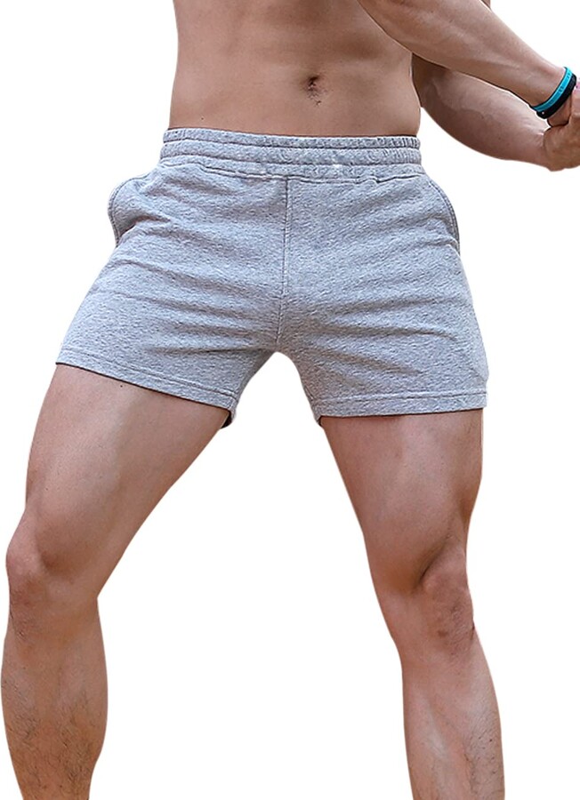 Muscle Alive Mens Gym Bodybuilding Workout Sports Shorts Fitness 3 Shorts Cotton 