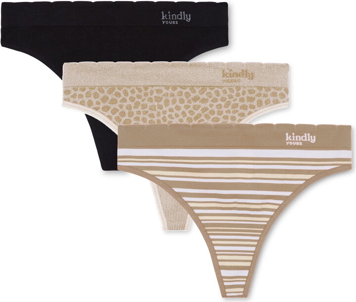 Kindly Yours Women’s Seamless Thong Underwear, 3-Pack, Sizes XS -XXXL