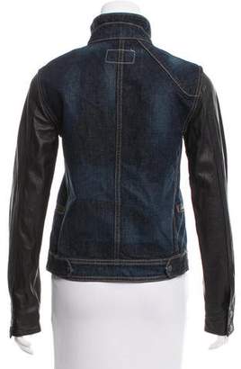 Rag & Bone Leather-Trimmed Denim Jacket
