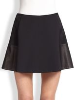Thumbnail for your product : Rag and Bone 3856 Rag & Bone Montrose Leather-Paneled Flared Skirt