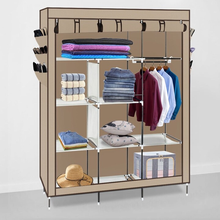 Costway DIY 12 Cube Portable Closet Storage Organizer Clothes Wardrobe Cabinet w/Doors
