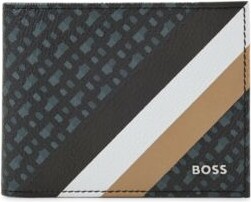 Boss Men's Matte Leather Card Holder with Zipped Coin Pocket