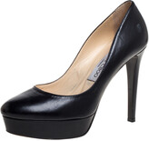 Thumbnail for your product : Jimmy Choo Black Leather Cosmic Platform Pumps Size 37