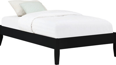 Latitude Run Black Twin Bed With Adaptable Universal Design, Frame, Solid Or Slatted Base, No Box Spring, Bedroom Furniture, Asian Hardwood And Wood