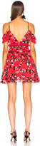 Thumbnail for your product : Self-Portrait Cold Shoulder Floral Print Mini Dress in Red | FWRD