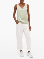 Thumbnail for your product : Raey High V-neck Silk Cami Top - Light Green
