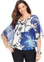 Thumbnail for your product : Alfani Plus Size Batwing-Sleeve Printed Top
