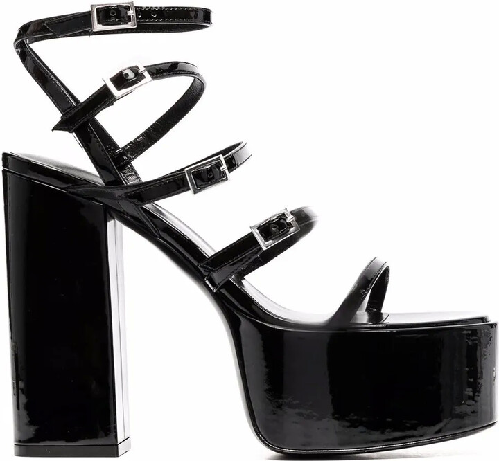 black strappy platform sandals
