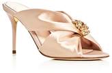Thumbnail for your product : Oscar de la Renta Embellished Silk High Heel Slide Sandals