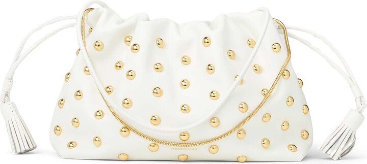 Veronica Beard Small Stash Studded Leather Drawstring Clutch