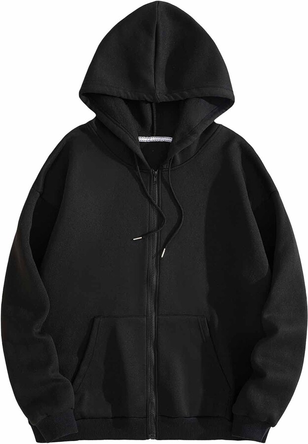 Oversized Hoodies Drop Shoulder Zip Up Drawstring Jacket High