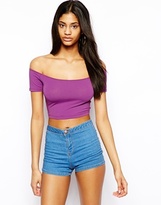Thumbnail for your product : ASOS Bardot Crop Top - Bright purple