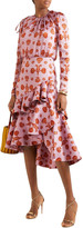 Thumbnail for your product : Johanna Ortiz Acordeon Del Mar Ruffled Printed Plisse-satin Dress