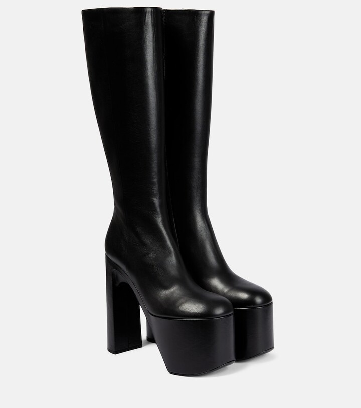 Balenciaga Camden platform leather knee-high boots - ShopStyle