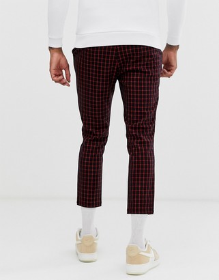 Mauvais skinny cropped trousers in red check