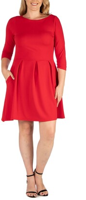 24seven Comfort Apparel Women's Plus Size Perfect Fit and Flare Dress