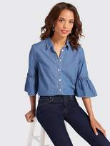 Thumbnail for your product : Draper James Chambray Bell-Sleeve Button Down
