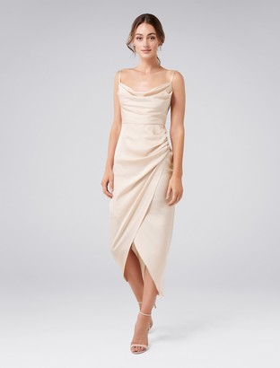Forever New Holly Cowl Neck Dress - Champagne - 4