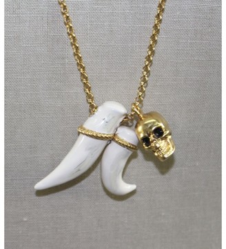 Alexander McQueen Gold-Tone Metal Skull & Tusk Pendant Necklace