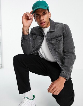 new look mens black denim jacket