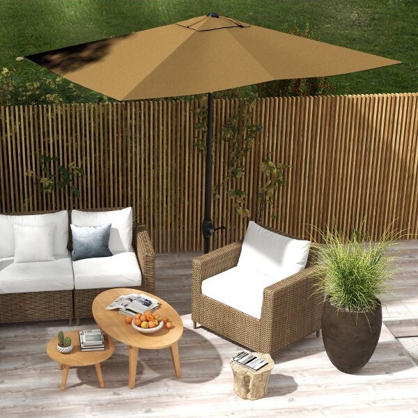 Kumasinova6.5FTx10FTRectangularPatioUmbrellaSteelOutdoorUmbrellawithCrank&TiltMarketUmbrellaforDeckPool&PatioCoffee