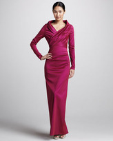 Thumbnail for your product : Talbot Runhof Long-Sleeve Ruched Taffeta Gown