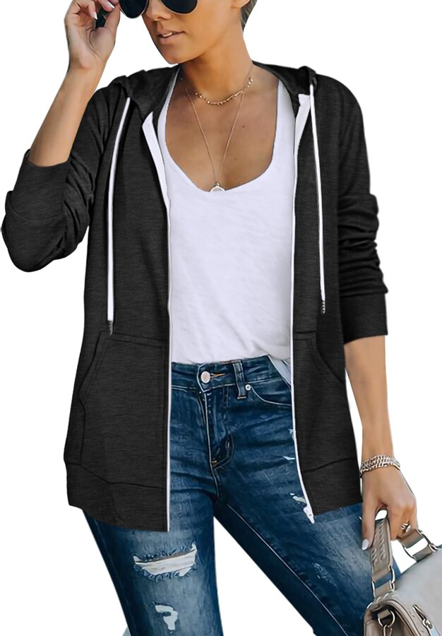 womens dark grey zip up hoodie