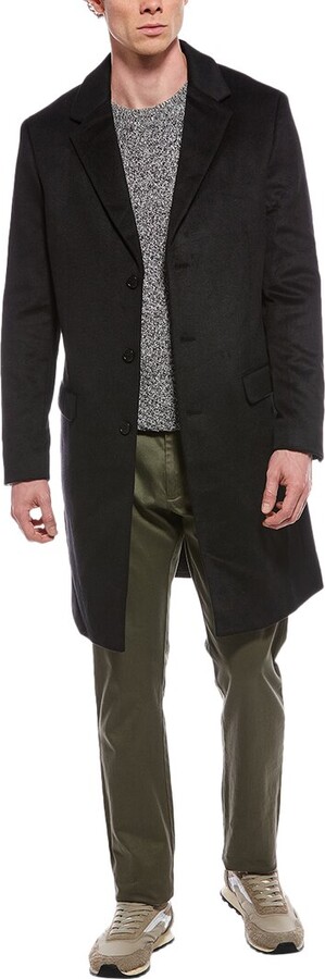 AllSaints Hal Suede-Trim Wool-Blend Coat