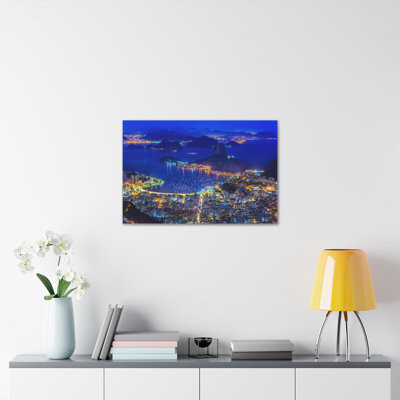 Ebern Designs Rio de Janeiro Night Skyline Canvas Artwork Breathtaking Stunning Cityscape
