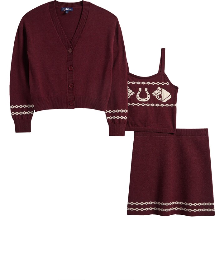 Freshman Kids' Horse Knit Camisole, Cardigan & Skirt Set