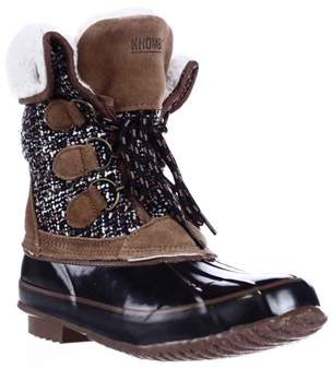 Khombu Jenna Fleece Lined Mid Calf Winter Boots, Black/tan