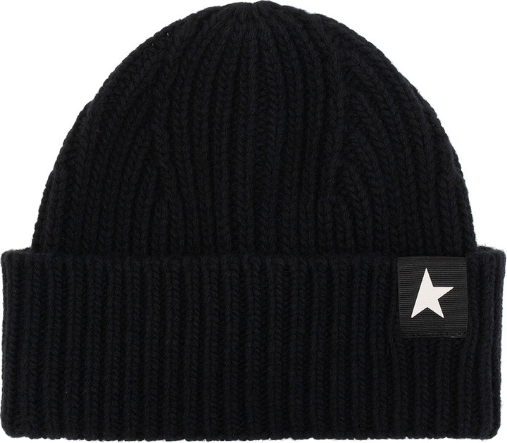 ゴールデングース  JOURNEY BEANIE White wool beanie with black star