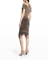 Thumbnail for your product : Pamella Roland Sequin Embroidered Off-The-Shoulder Illusion Dress