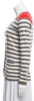 Thumbnail for your product : Basler Striped V-Neck Cardigan Grey Striped V-Neck Cardigan