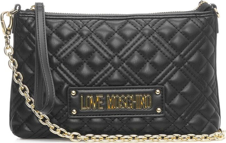 Save 1% Love Moschino Logo-lettering Quilted Bag in Black Womens Shoulder bags Love Moschino Shoulder bags 