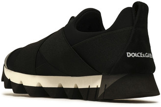 Dolce & Gabbana Ibiza Suede-trimmed Neon Neoprene Slip-on Sneakers
