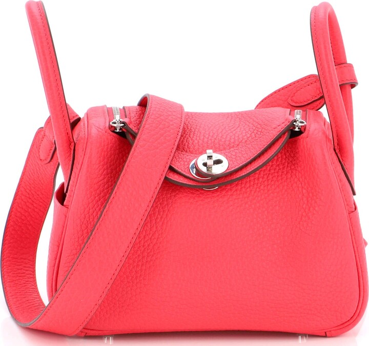 Hermes Lindy 34 Shoulder Bag Brand New in Taurillon Clemence Fire Red