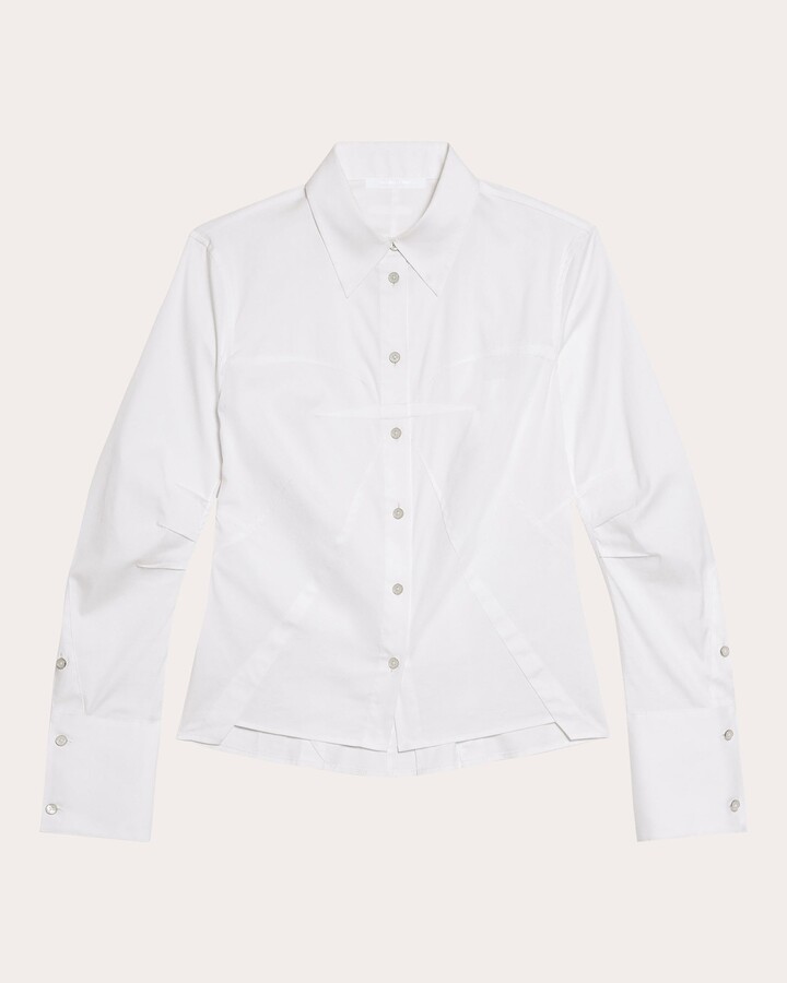 Helmut Lang Asymmetric Stretch-Poplin Shirt