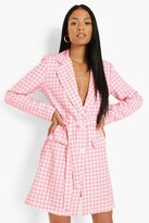 Thumbnail for your product : boohoo Tall Belted Gingham Blazer Dress