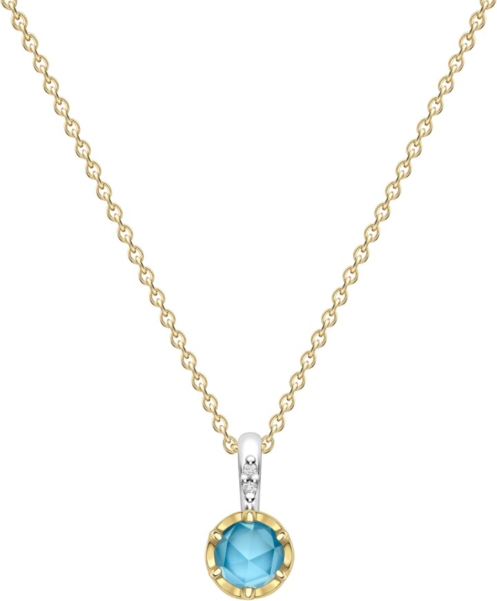 Dinny Hall Gold / Silver / Blue March Aquamarine Birthstone Pendant