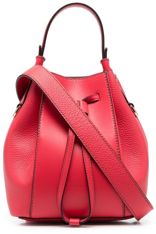 Womens Bags Bucket bags and bucket purses Furla Suede Logo-embossed Bucket Bag in Red 