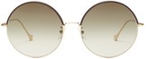 Thumbnail for your product : Loewe Leather-trimmed Round Metal Sunglasses - Gold
