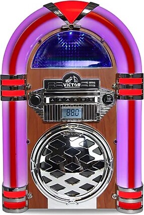 Victor Bluetooth CD Jukebox Speaker with FM Radio, Mahogany (VDTJ-1550-MH)