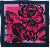 Thumbnail for your product : Carolina Herrera Geometric Floral-Print Square Silk Scarf, Navy/Black