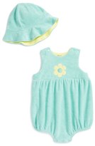 Thumbnail for your product : Offspring 'Aruba Daisy' Terry Cloth Bubble Romper & Hat (Baby Girls)