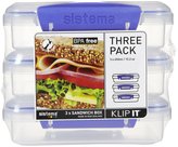 Thumbnail for your product : Sistema Klip It Sandwich Box, 450 ml, 15.2 oz, 3-pk