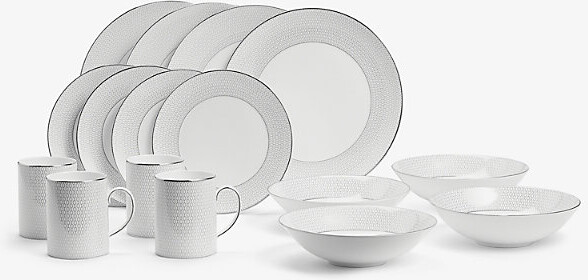 Wedgwood Gio Gold Platinum 16-Piece Bone-China Dinnerware Set