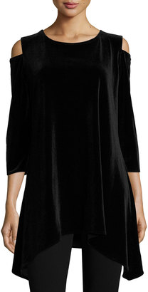 Caroline Rose Cold-Shoulder Velvet Tunic, Plus Size
