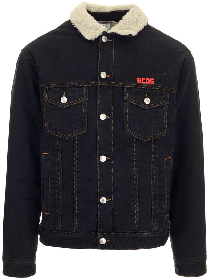 black denim shearling jacket