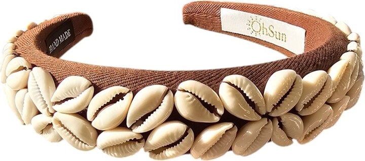Ohsun Brown / White Natalie Cowrie Shell Headband